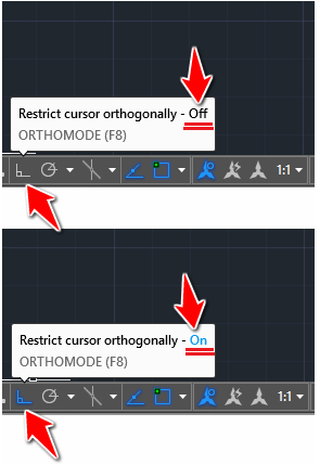 Check ortho mode AutoCAD