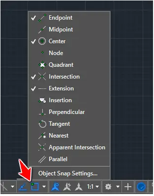 object snap setting in autocad