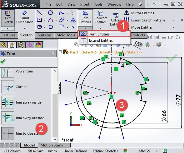 mirror a sketch in solidworks with dimensions