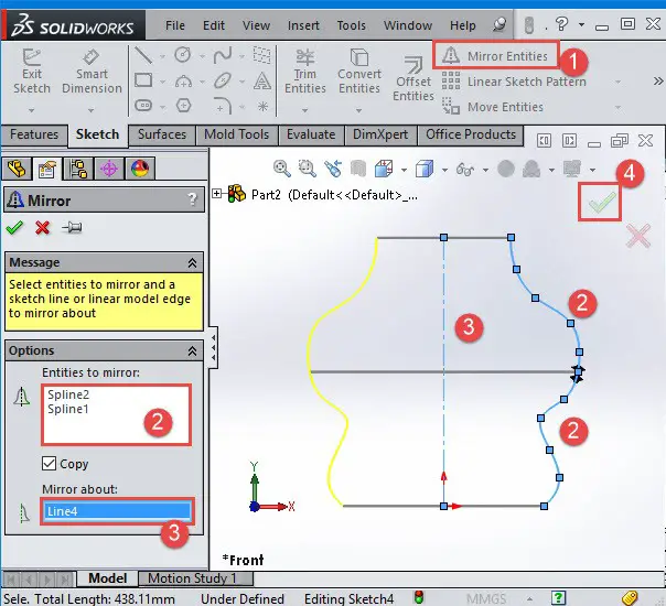 solidworks mirror entities