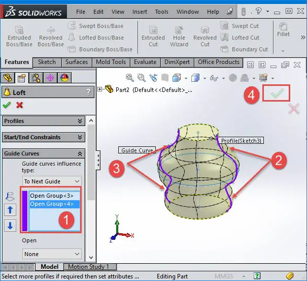 solidworks loft guide curve