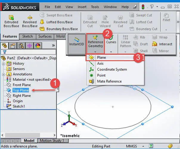 solidworks top plane