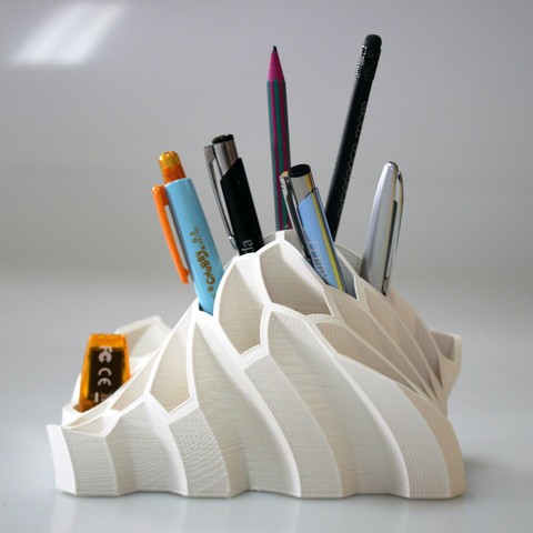 Tall Honeycomb Pen / Pencil Holder Sculpture Desktop Organizer 3D Printed