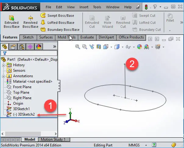 2018 SolidWorks  Extruding in 2D to 3D