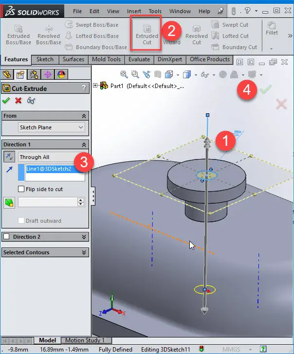 How to cut extrude a 3d sketch in solidworks  GrabCAD Questions
