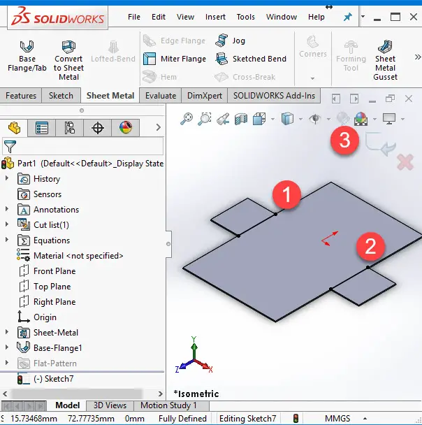 make a bend in solidworks with a line